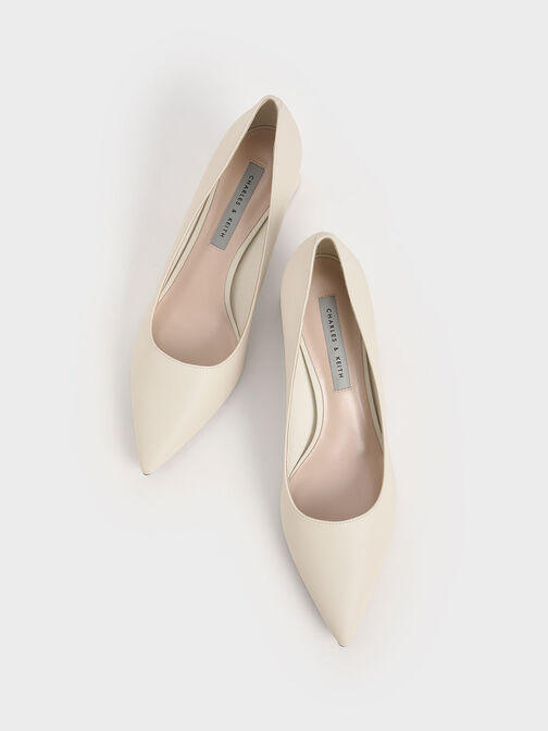 حذاء بامب بكعب ترابيزي هندسي, أبيض طباشيري, hi-res