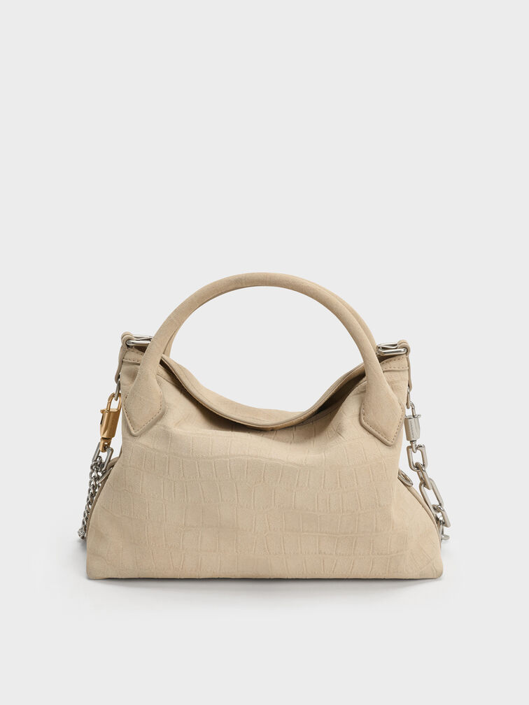 Mini Delfina Chain Tote Bag, Dusted Oat, hi-res