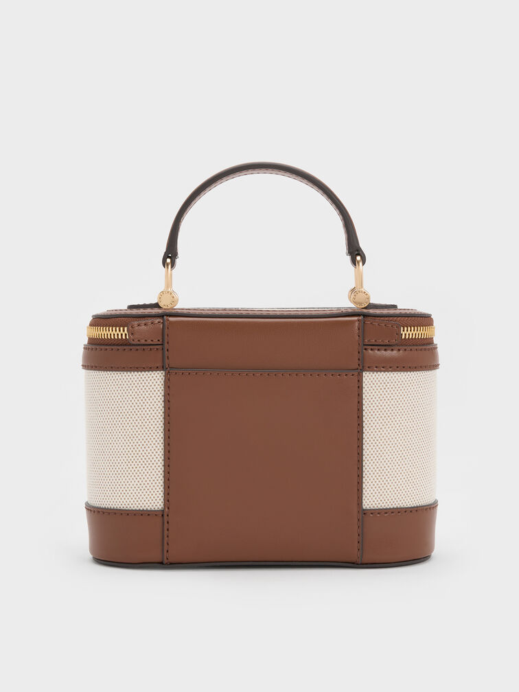 حقيبة زينة من قماش الكانفاس من إينولا بمقبض علوي, شوكولاتي, hi-res