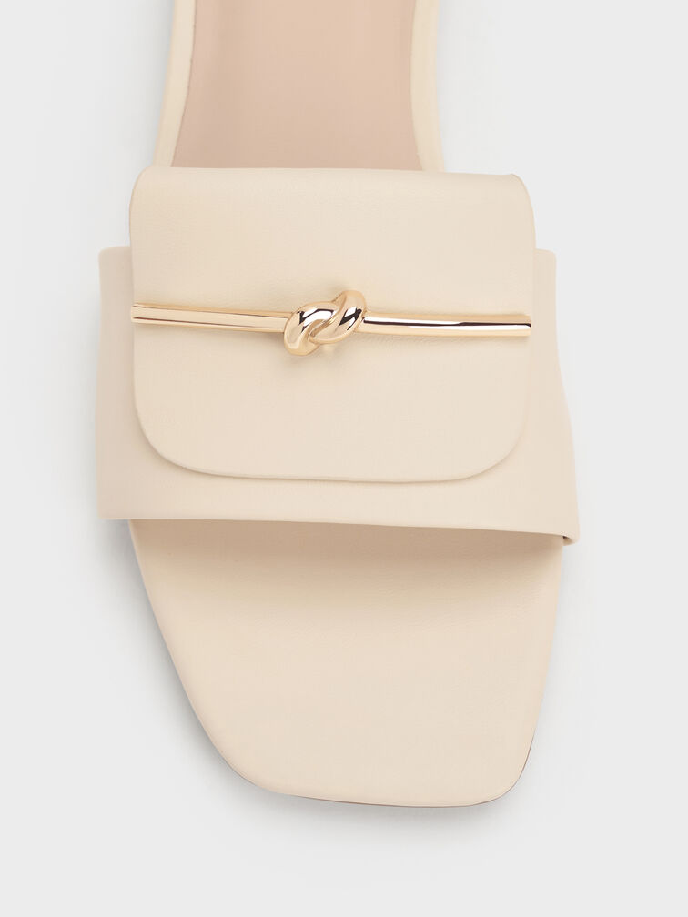 صندل مفتوح سهل الارتداء مزين بعقدة أنيقة, أبيض طباشيري, hi-res