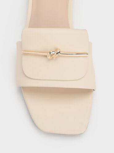 صندل مفتوح سهل الارتداء مزين بعقدة أنيقة, أبيض طباشيري, hi-res