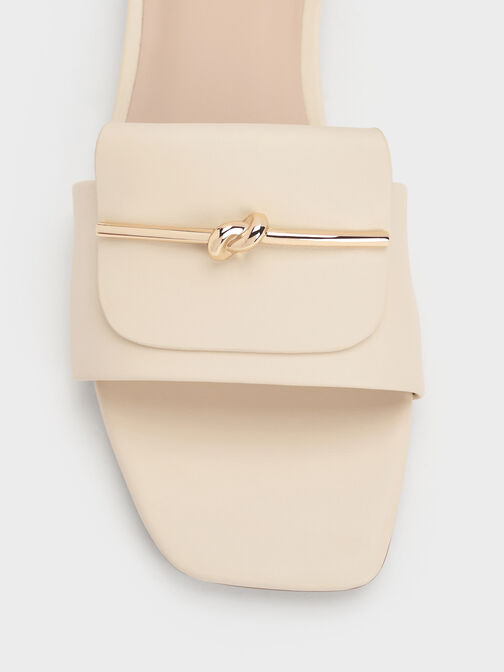 صندل مفتوح سهل الارتداء مزين بعقدة أنيقة, أبيض طباشيري, hi-res