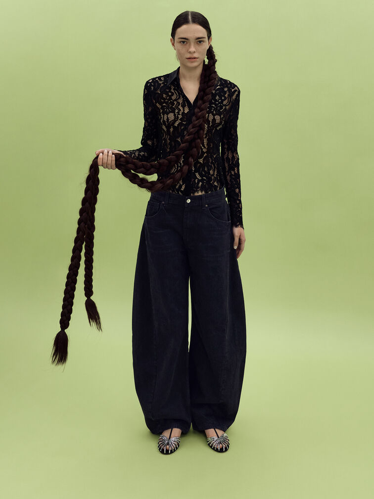 صندل جايلين جيم ذو الأقفاص, أسود خشن, hi-res