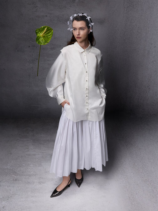 Sequin Mesh & Leather Slingback Kitten Heels, Black Textured, hi-res