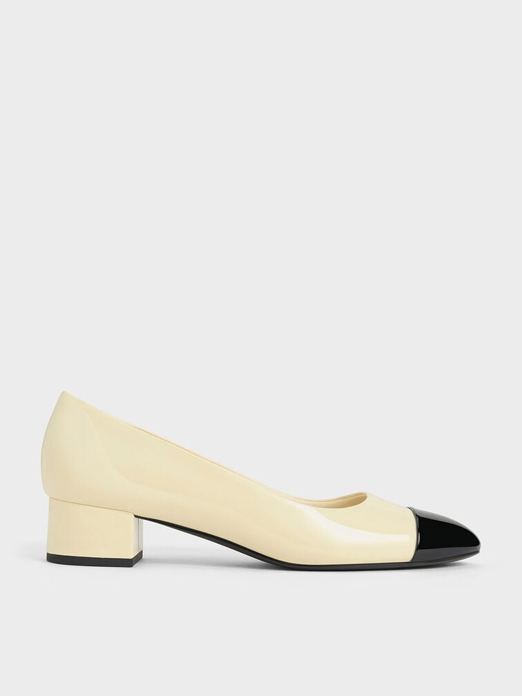 Kleo Patent Contrast Cap-Toe Pumps, Chalk, hi-res