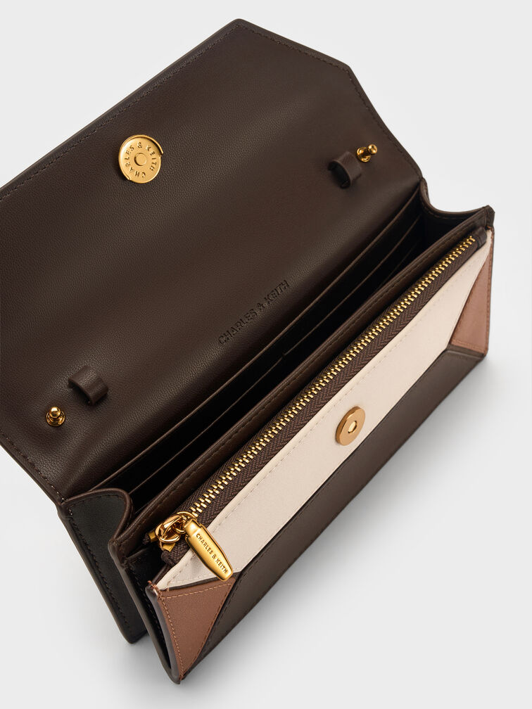 Nasrin Geometric Long Wallet, Multi Brown, hi-res