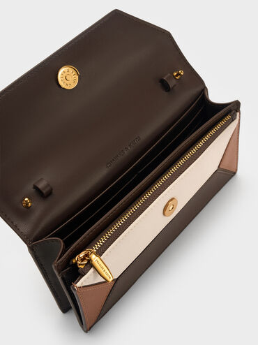 Nasrin Geometric Long Wallet, Multi Brown, hi-res