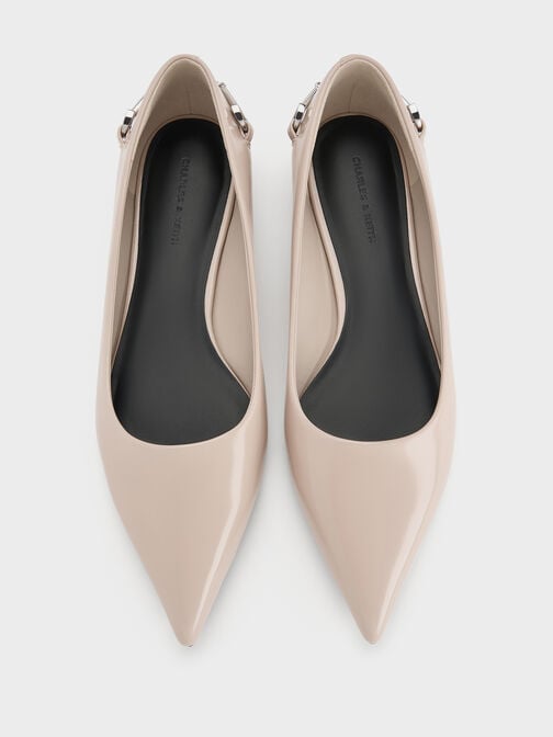 Erinna Metallic-Accent Pointed-Toe Flats, Sand, hi-res