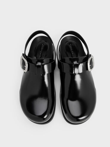 حذاء ميولز مفتوح من الخلف مزود بإبزيم, صندوق أسود, hi-res