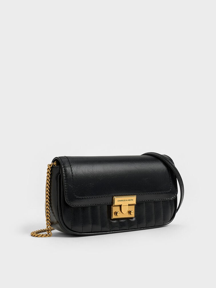Mini Donna Crinkle-Effect Bag, Black, hi-res