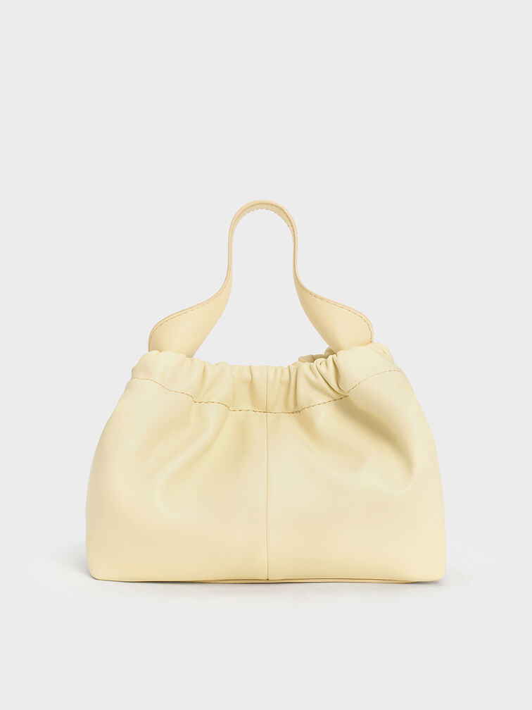 Ally Ruched Chain-Handle Bag, Butter Yellow, hi-res