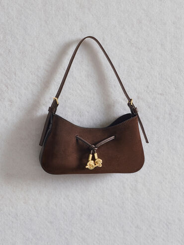 Mila Recycled Suede Shoulder Bag, Espresso Brown, hi-res
