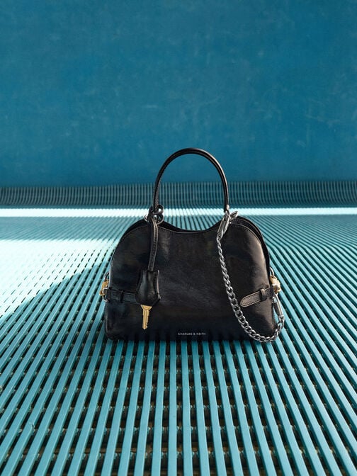 Delfina Chain Side-Belt Tote Bag, Noir, hi-res
