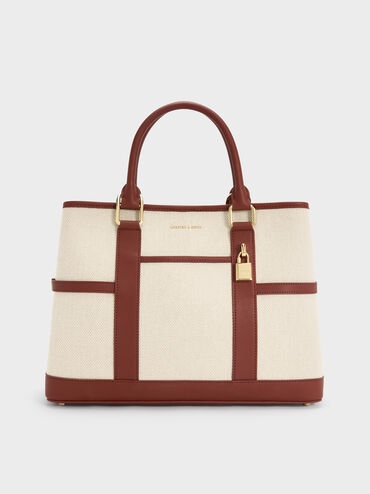 شنطة توت سكوتي من الكانفاس, قرميدي, hi-res