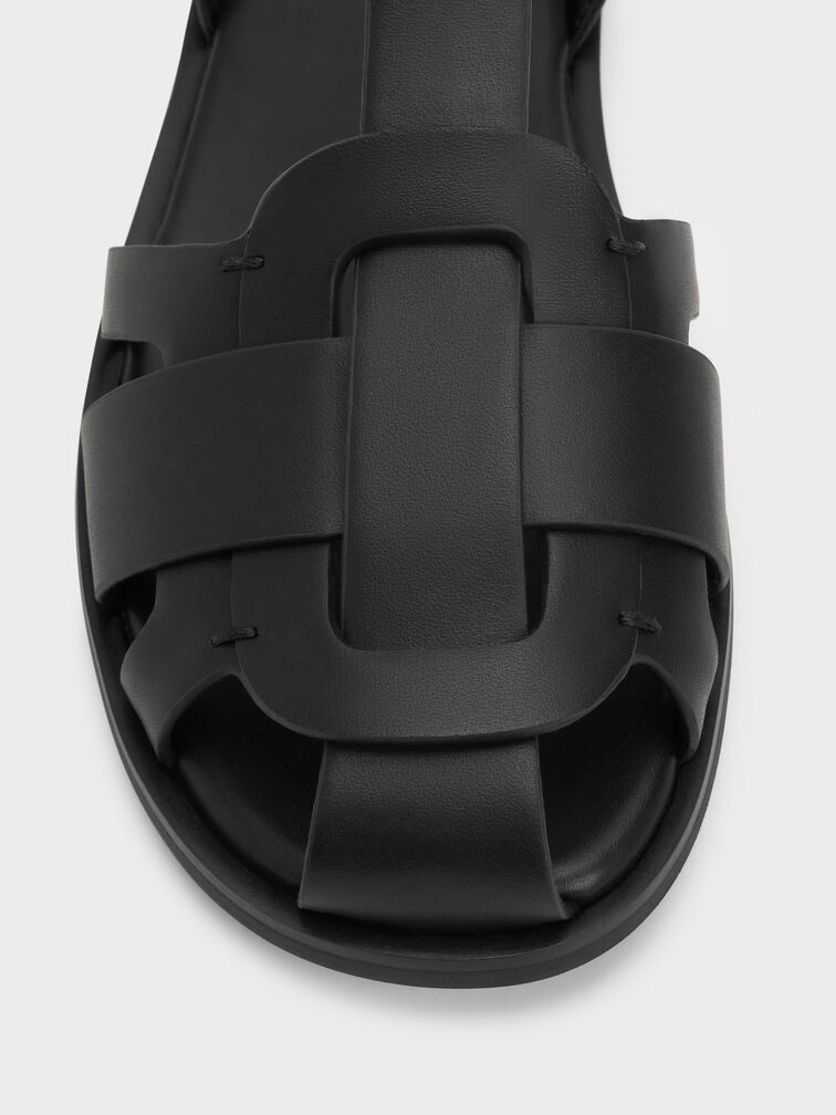 صندل إيزلي بأشرطة علوية على شكل T متقاطعة عند الأصابع, أسود, hi-res