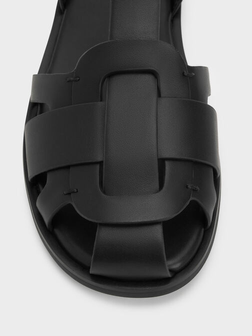 صندل إيزلي بأشرطة علوية على شكل T متقاطعة عند الأصابع, أسود, hi-res