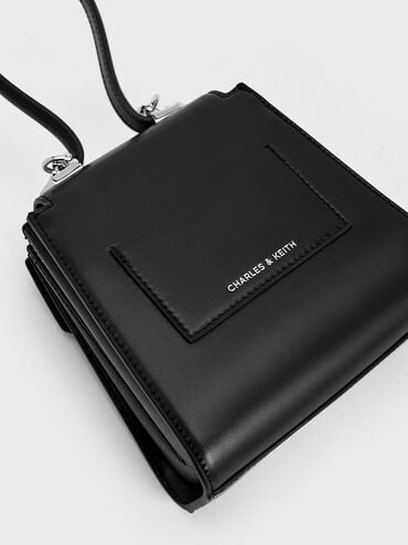 Locket Chain-Link Trapeze Bag, Noir, hi-res