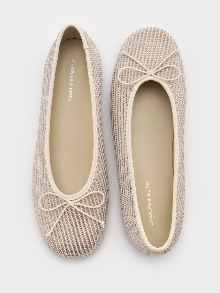 باليرينا ساتان مزينة بفيونكة مرصعة بالكريستال, ذهبي, hi-res