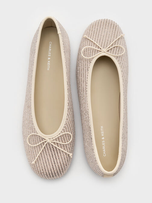 باليرينا ساتان مزينة بفيونكة مرصعة بالكريستال, ذهبي, hi-res