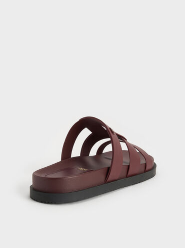 Petina Leather Flatform Sandals, Burgundy, hi-res