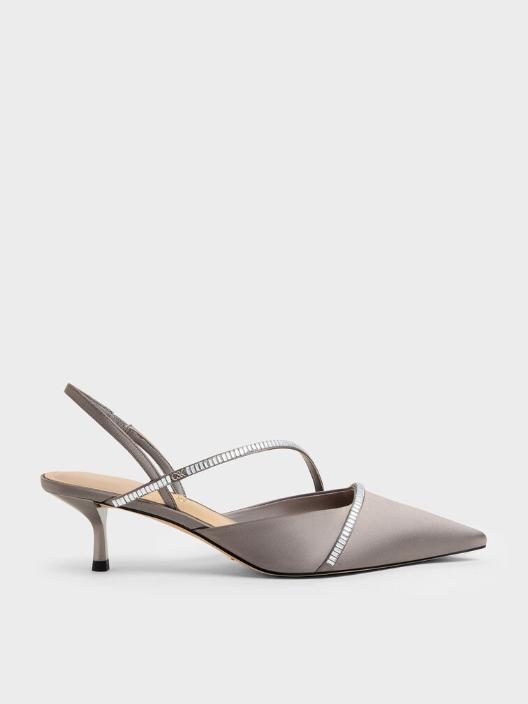 Gem Slingback Kitten Heels, Pewter, hi-res