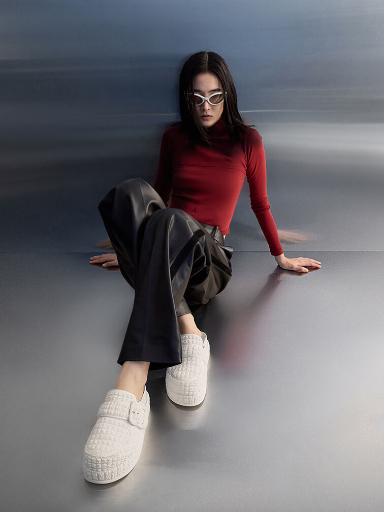 ميولز لورين ذات بتصميم مزخرف وكعب فلاتفورم, أبيض طباشيري, hi-res