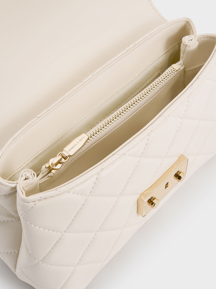 حقيبة ألفا مبطنة بمقبض علوي, كريمي, hi-res