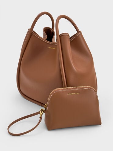 شنطة  توت لولا الواسعة بتصميم تيوب, شوكولاتي, hi-res