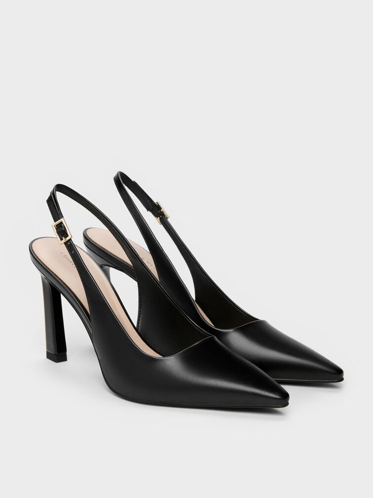 Kerra Pointed Slingback Pumps, Black, hi-res