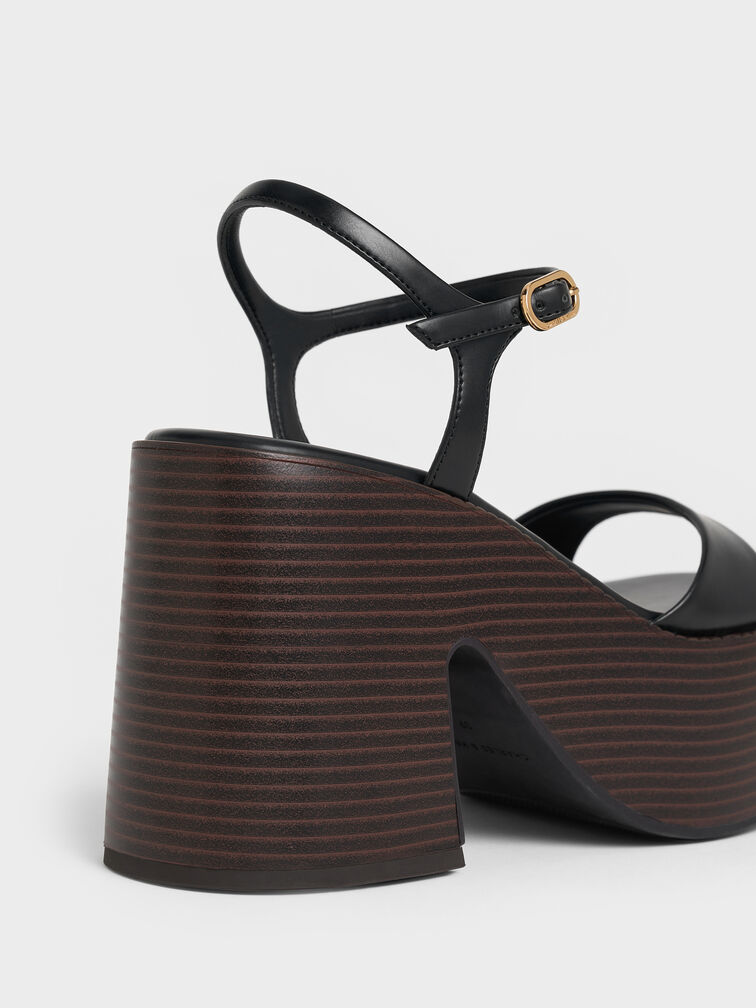 Ankle-Strap Platform Sandals, Black, hi-res