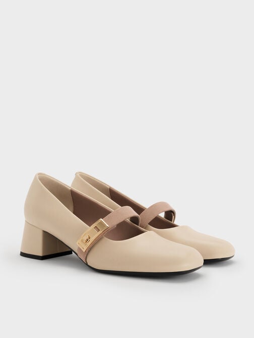 Lando Two-Tone Mary Jane Pumps, Chalk, hi-res