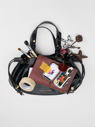 Mini Moxie Drawstring Bucket Bag, Black, hi-res