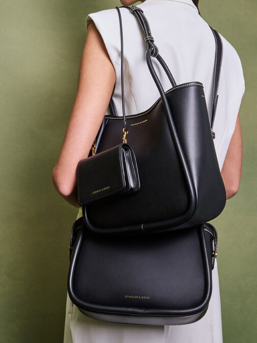 Mini Lyla Tubular Tote Bag, Black, hi-res