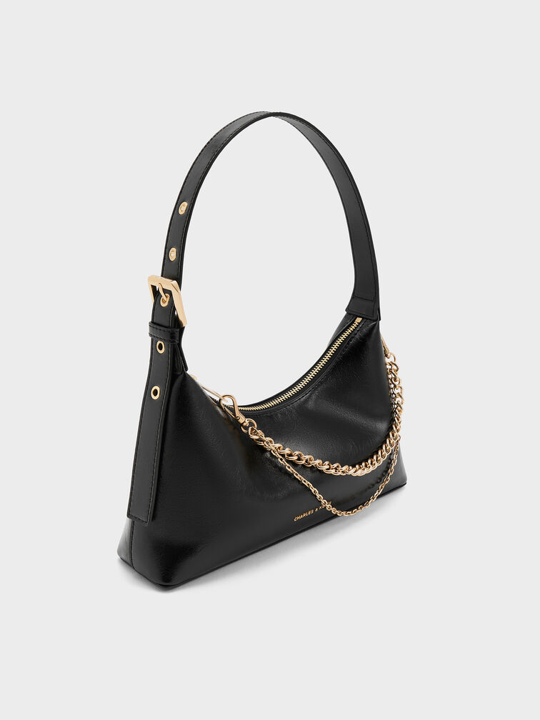 Atwood Chain-Embellished Shoulder Bag, Black, hi-res