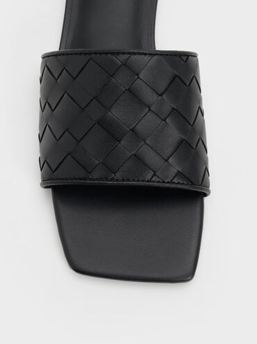 صندل إيفيت مفتوح سهل الارتداء بتصميم منسوج, أسود, hi-res