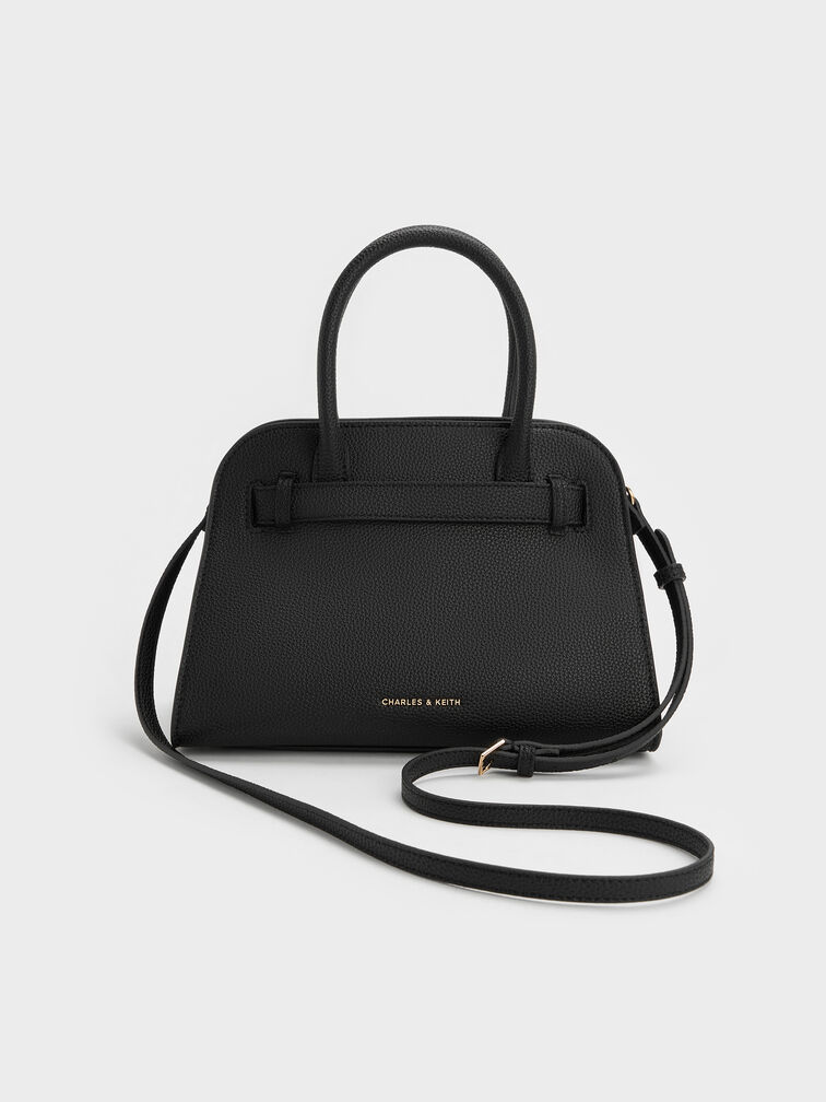 Aubrielle Belted Tote Bag, Black, hi-res