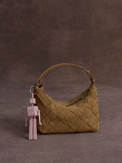 Ivette Woven Robot Bag Charm, Cotton Candy Pink, hi-res