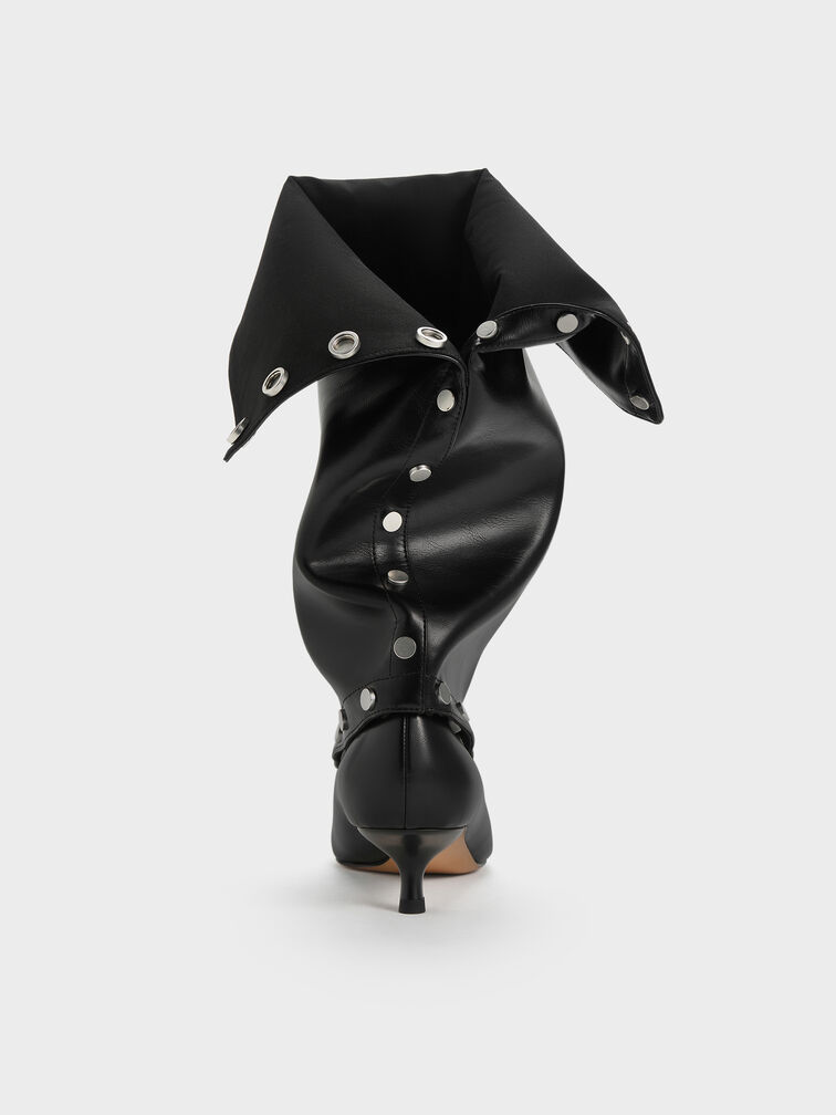 Gael Studded Convertible Kitten-Heel Knee-High Boots, Black, hi-res