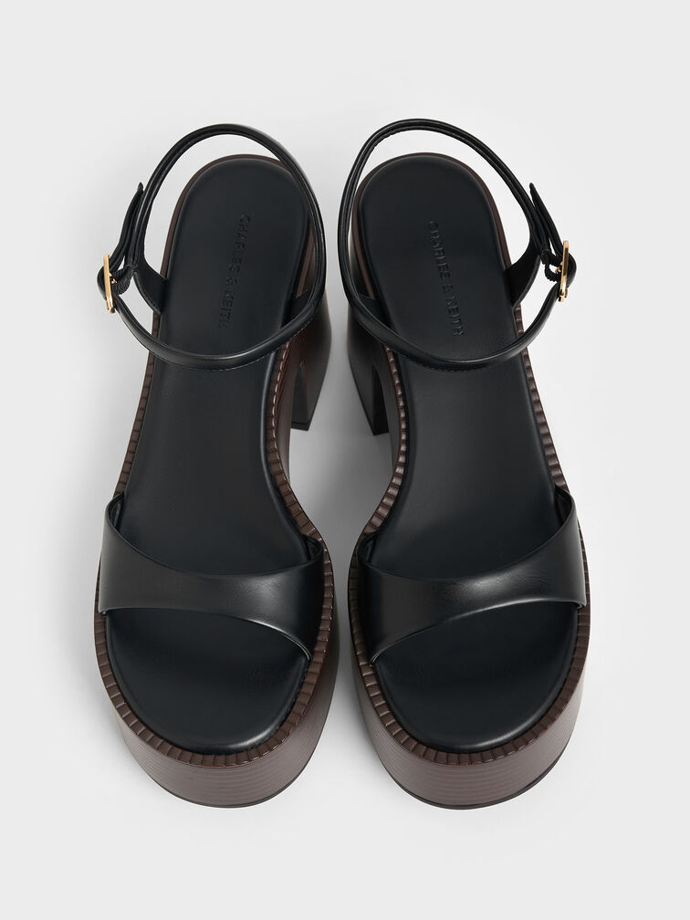 Ankle-Strap Platform Sandals, Black, hi-res