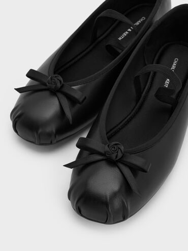 Kelis Rose-Bow Mary Jane Flats, Black, hi-res