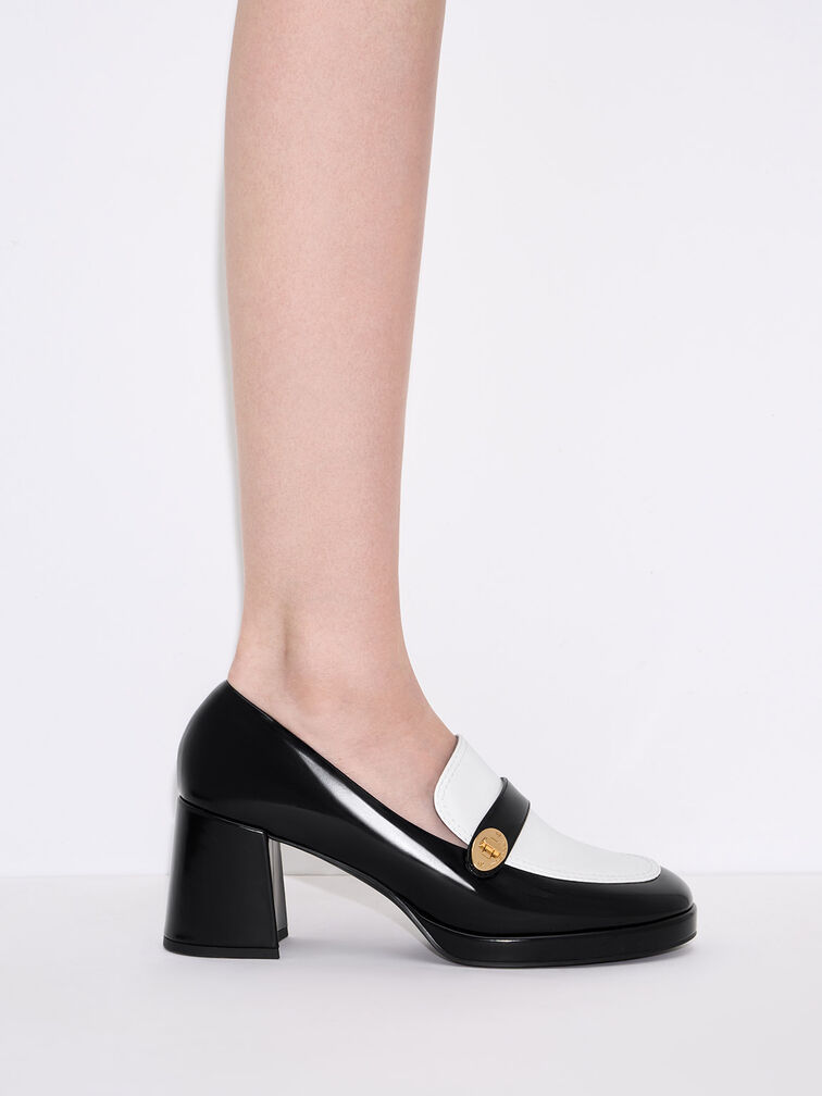 حذاء بامبس لوفرز هيتي ثنائي اللون بحلية معدنية, متعدد الألوان, hi-res