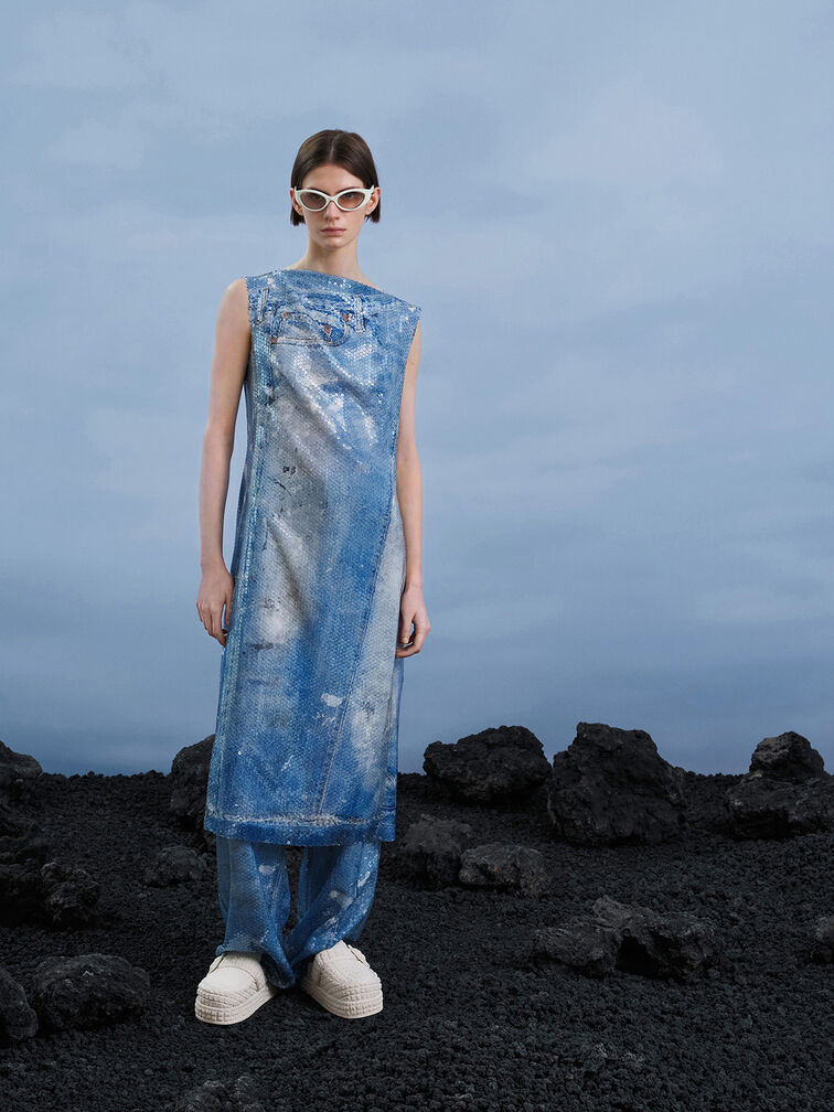 ميولز لورين ذات بتصميم مزخرف وكعب فلاتفورم, أبيض طباشيري, hi-res