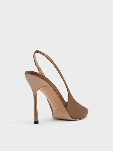 حذاء سيليتو بكعب عالٍ مفتوح من الخلف, بني, hi-res