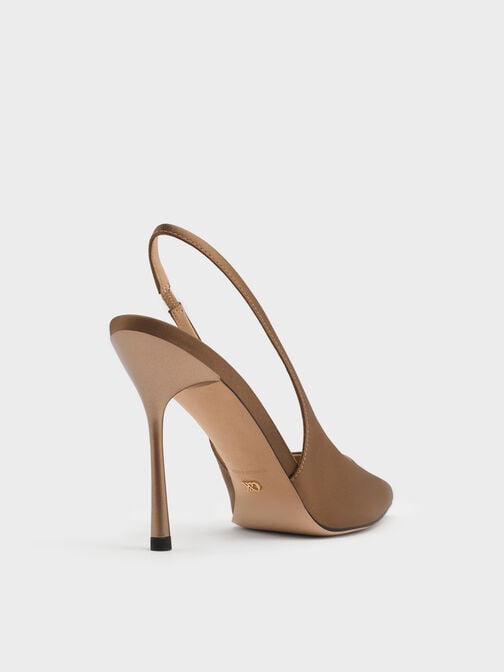 حذاء سيليتو بكعب عالٍ مفتوح من الخلف, بني, hi-res