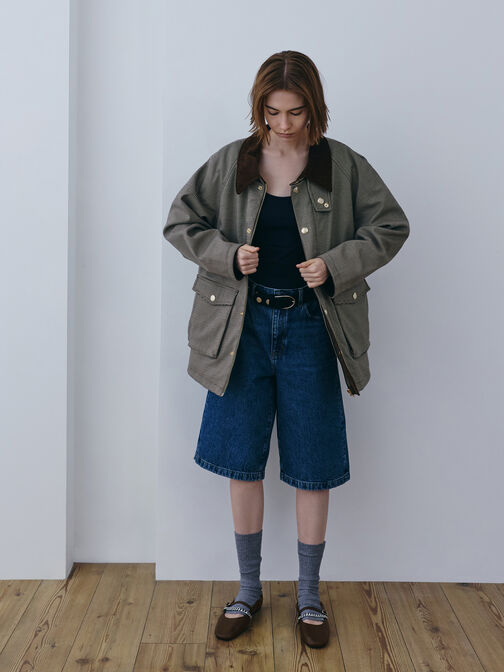 Georgie Chain Mary Jane Flats, Dark Brown, hi-res