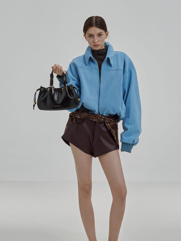 Mini Moxie Drawstring Bucket Bag, Black, hi-res