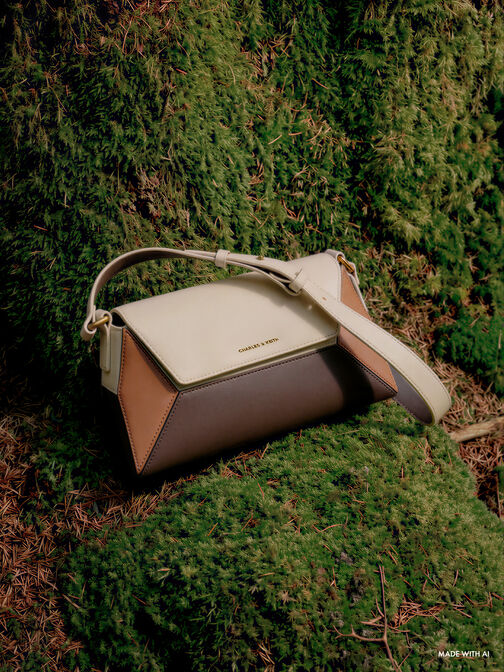 شنطة كتف هندسية ناسرين بتصميم كولور بلوك, متعدد البني, hi-res