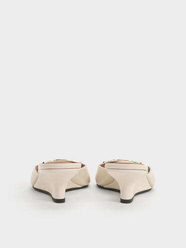 Erinna Metallc-Accent Wedge Mules, Cream, hi-res