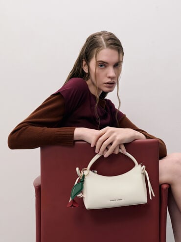 حقيبة يد "هازل" بعقدة, كريمي, hi-res