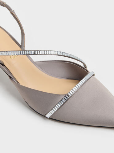 Gem Slingback Kitten Heels, Pewter, hi-res